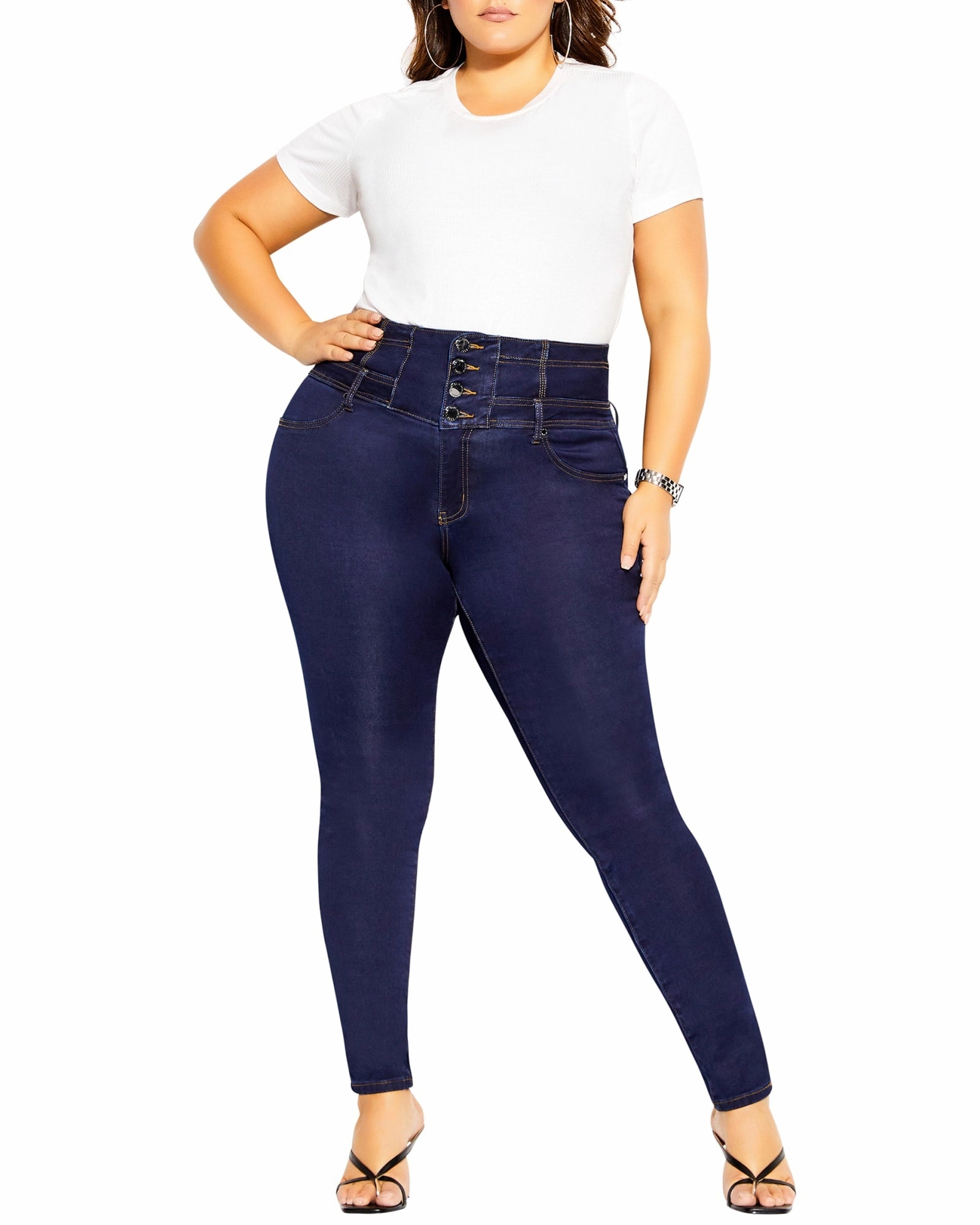 Harley Corset Skinny Jean | Dark Wash Sporty Comfort Evening Stroll Weekend Getaway