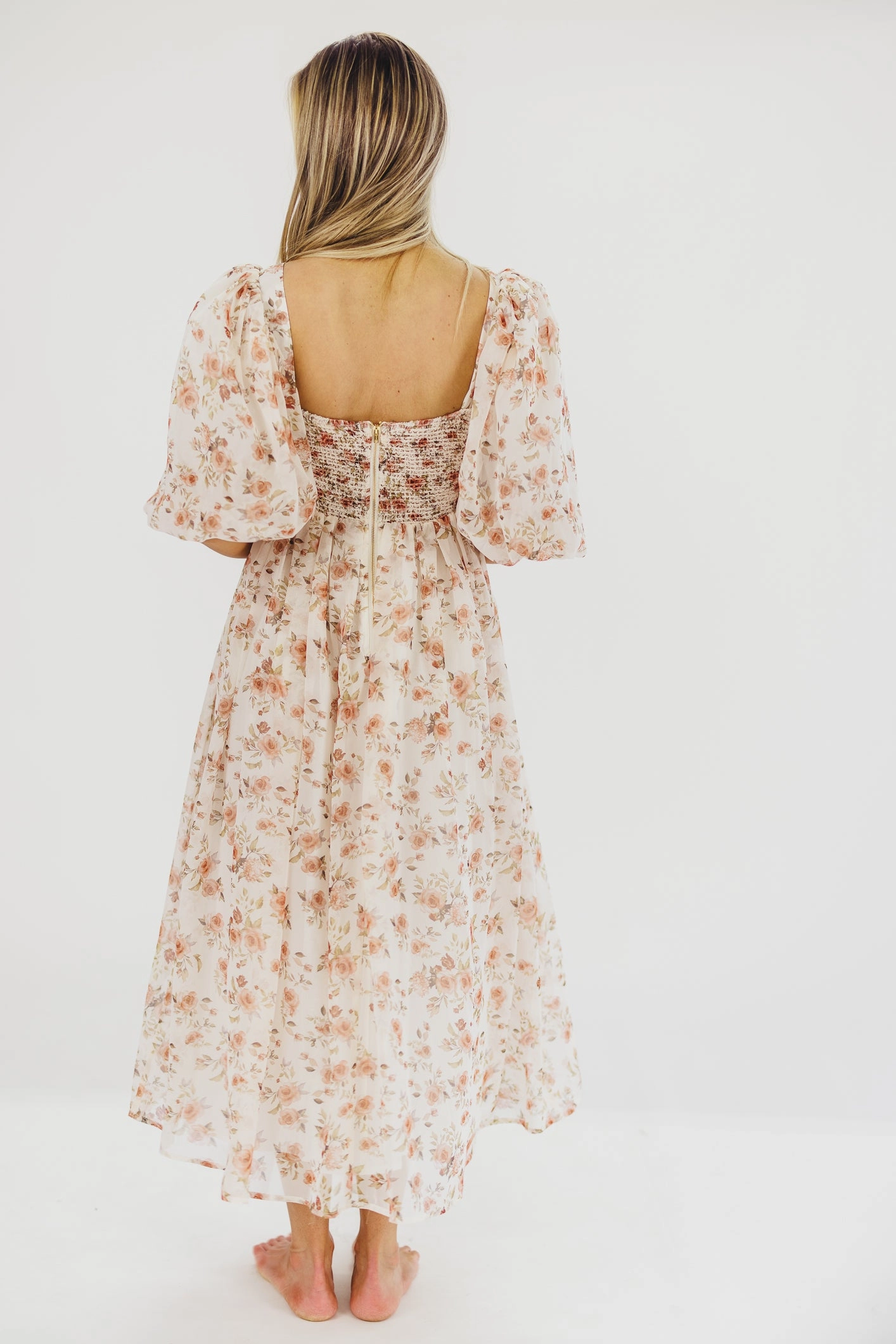 Elegant Line Harlow Maxi Dress in Ivory Floral - Bump Friendly & Inclusive Sizing (S-3XL)
