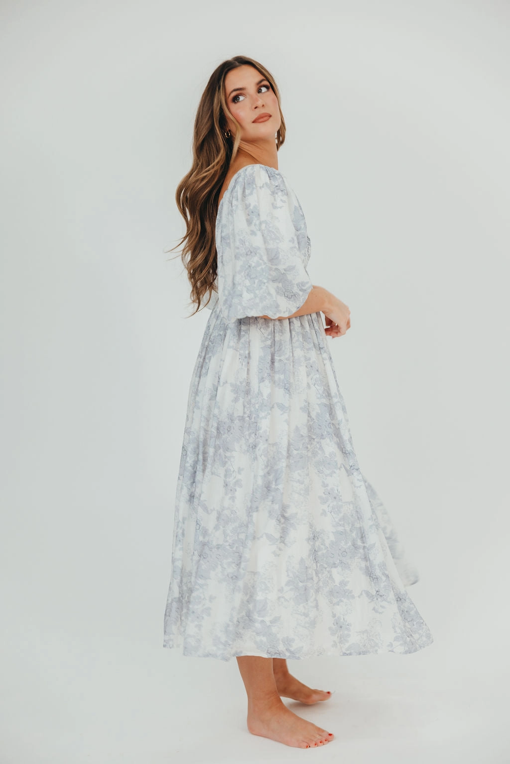 Harlow Maxi Dress in Light Blue Floral - Bump Friendly and Size Inclusive Romantic-Style Lounge Style
