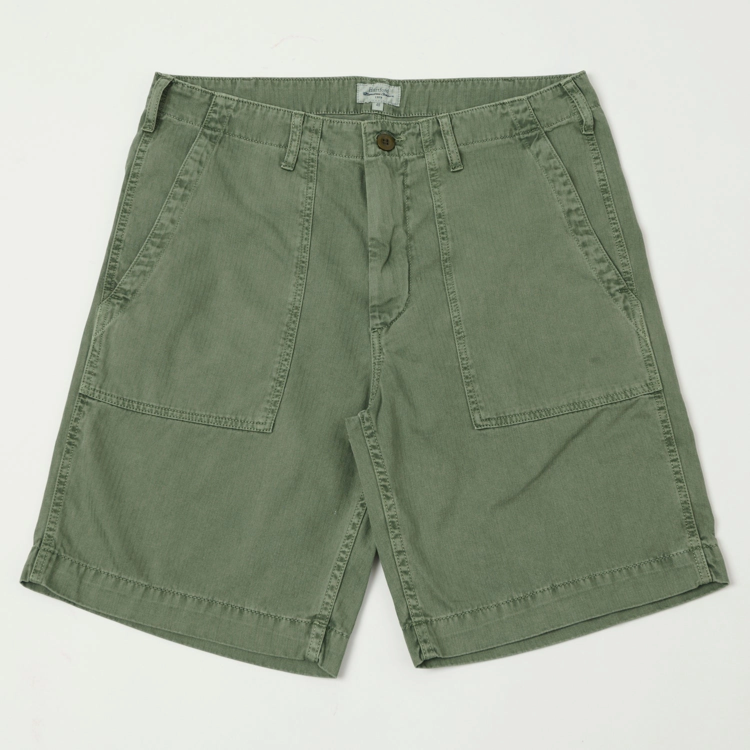 Hartford Herringbone Fatigue Short - Army Chill Comfort Fit
