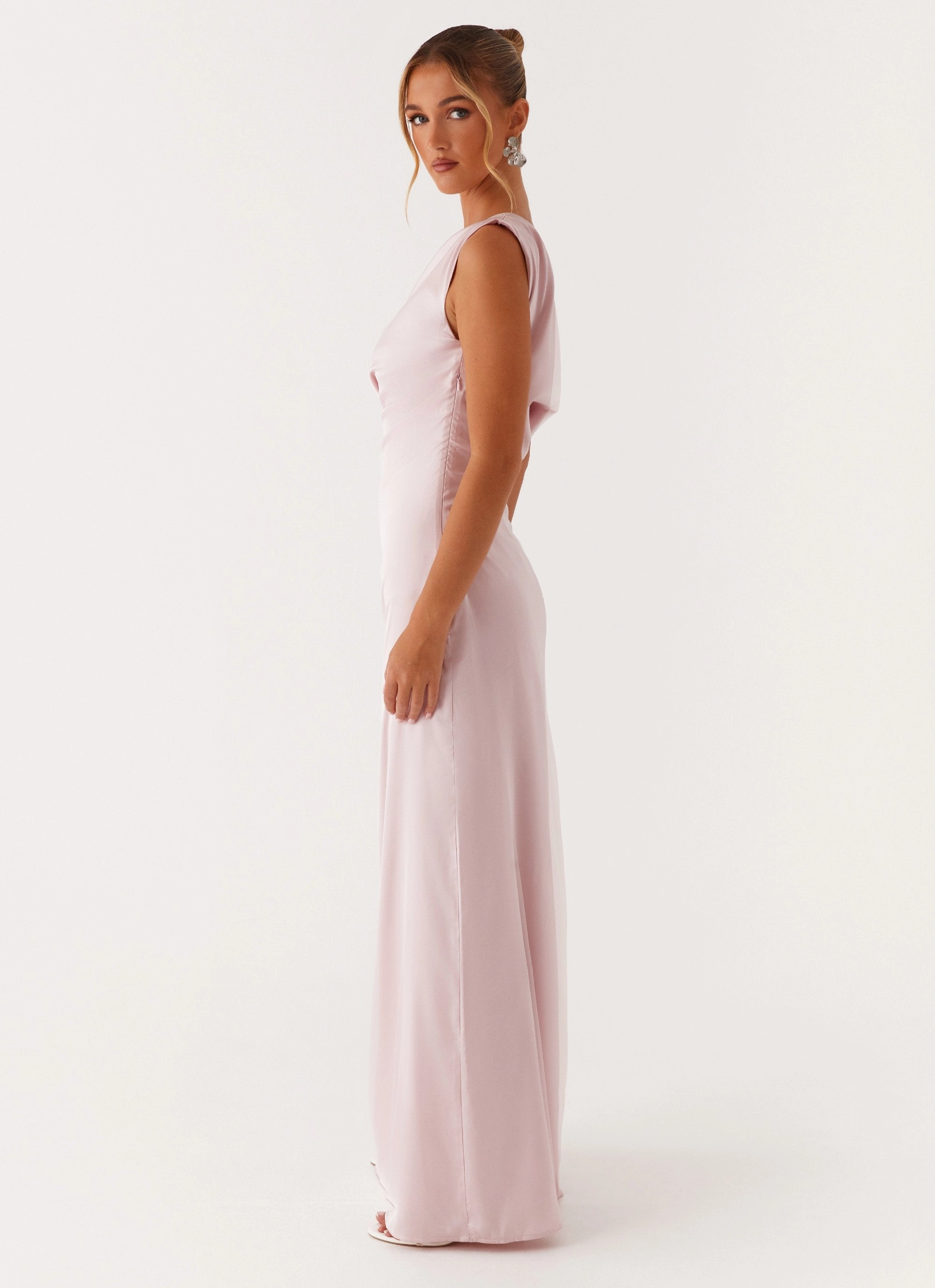 Light Motion Heart Of Glass Satin Maxi Dress - Pink