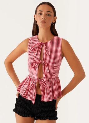 Cyrene Tie Top - Red Gingham idea