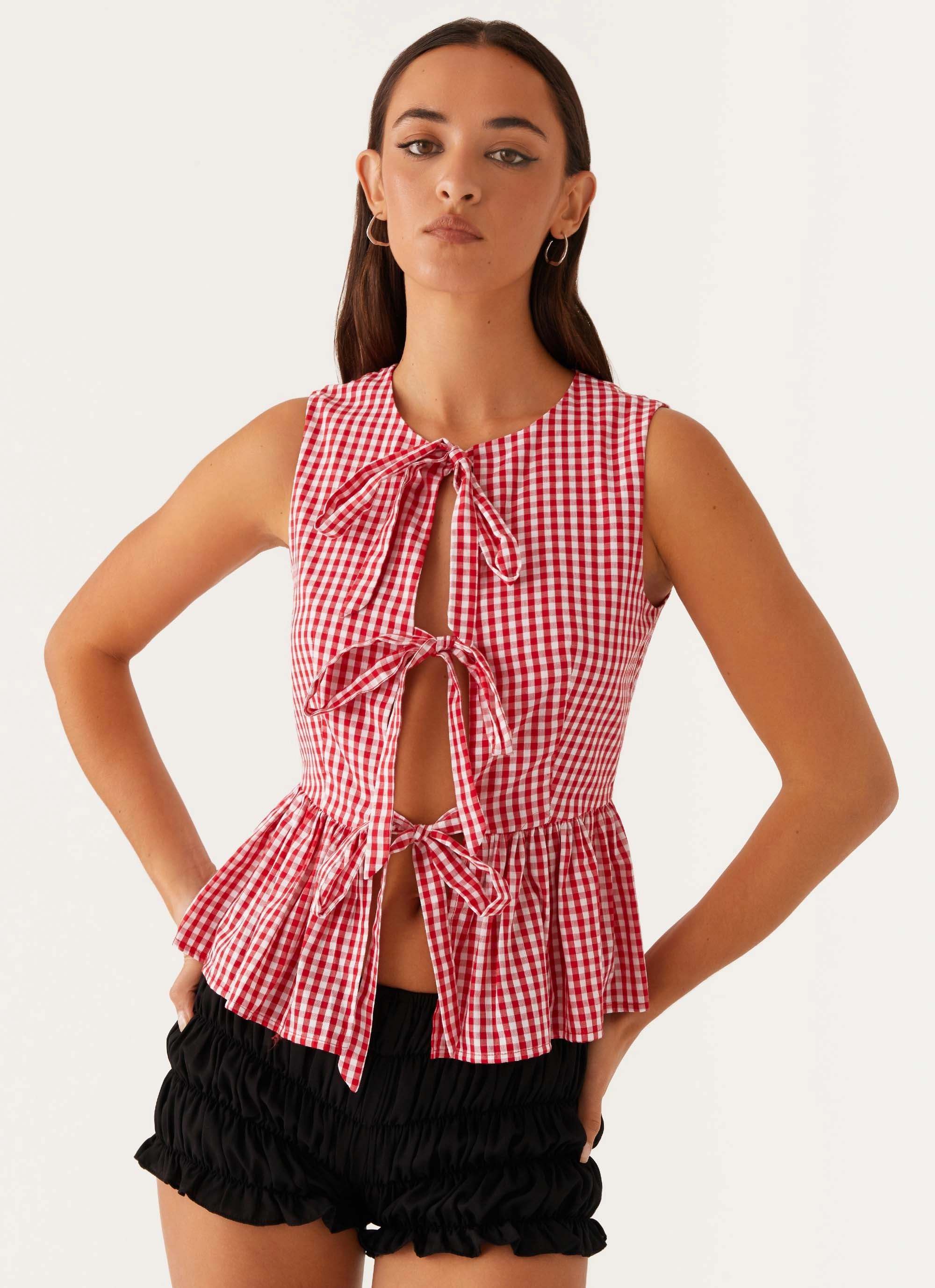 Cyrene Tie Top - Red Gingham idea