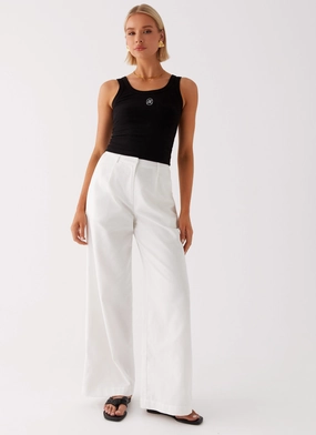 Breathable Comfort Design Heatwave Linen Wide Leg Pants - White