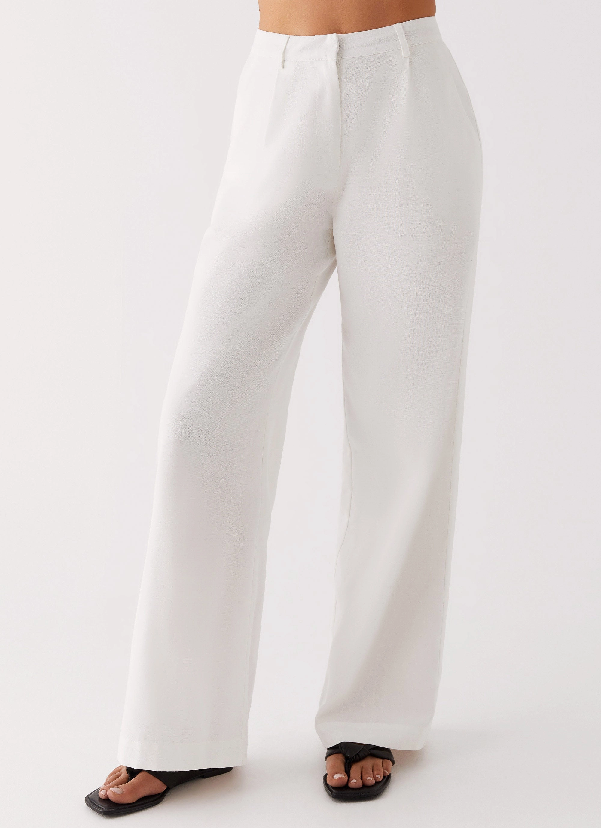 Heatwave Linen Wide Leg Pants - White Sporty Layer Long Wear