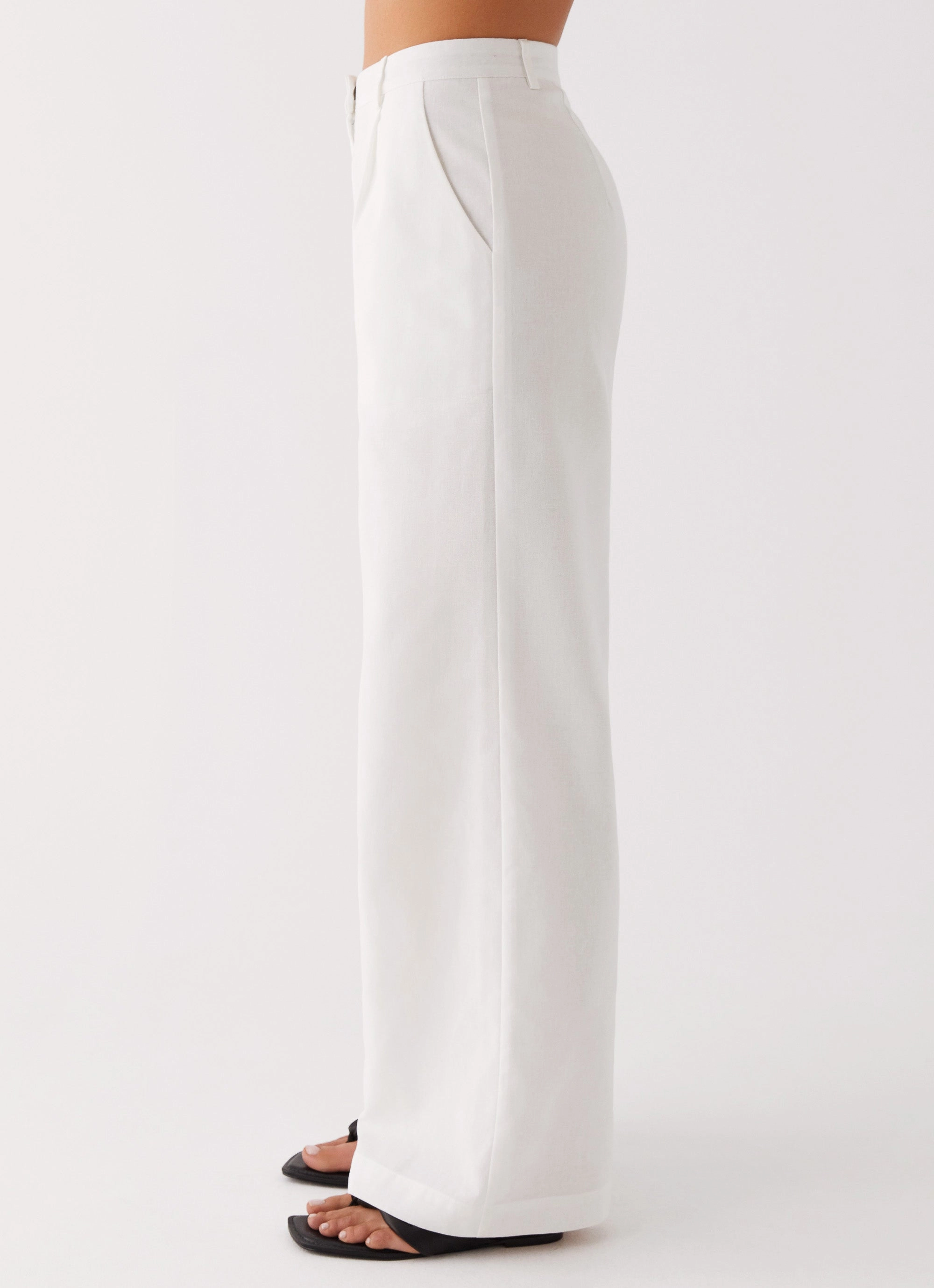 Heatwave Linen Wide Leg Pants - White Casual Active Perfect Fit
