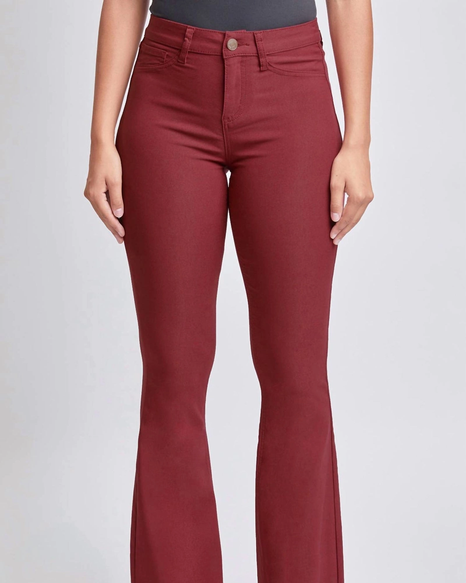 Modern Couple Look Hyperstretch High Rise Flare Denim In Dark Rose | Dark Rose