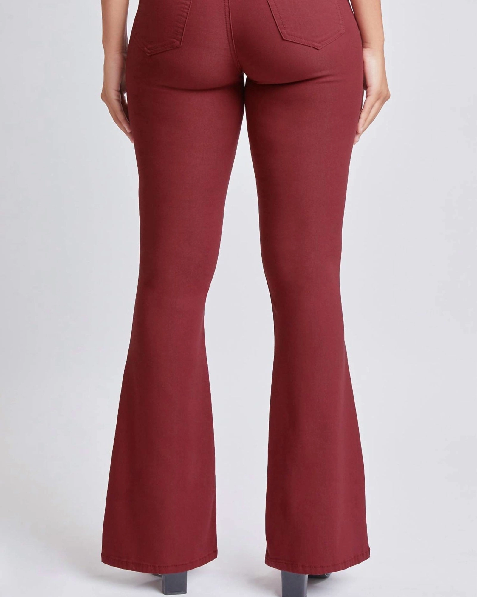 Picnic Style Modern Bold Traveler Gear Hyperstretch High Rise Flare Denim In Dark Rose | Dark Rose