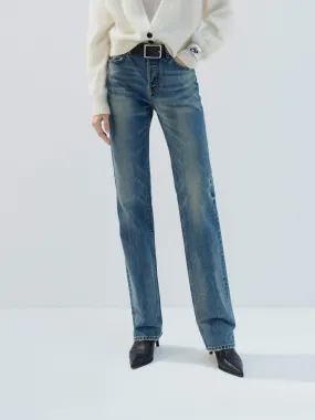 High Rise Full Length Jeans Stylish Choice Simple Aesthetic