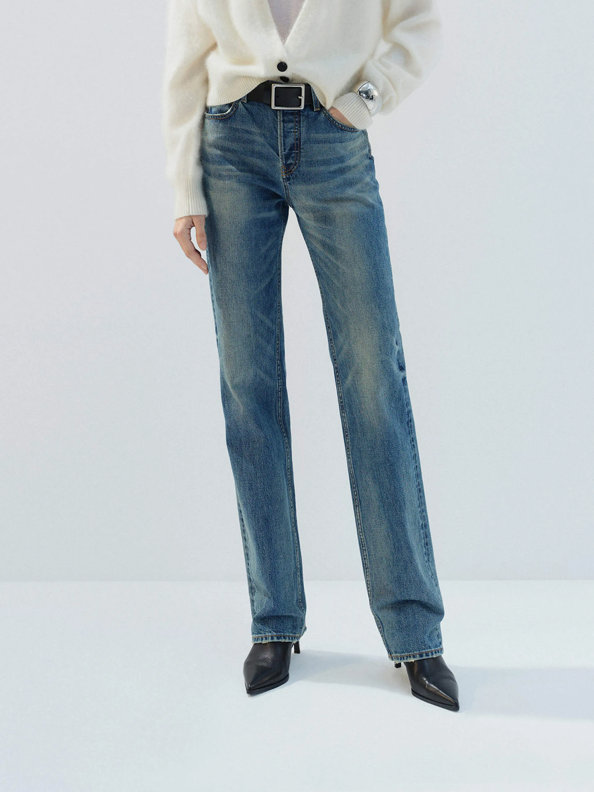 High Rise Full Length Jeans Stylish Choice Simple Aesthetic