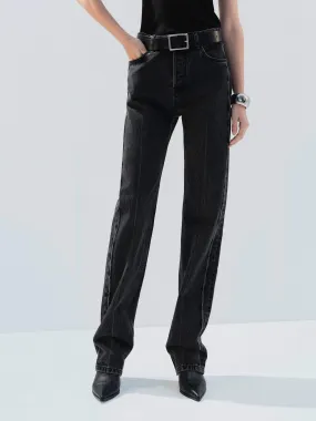 High Waist Black Straight Jeans Vintage Lover Loose Weekend Vibes
