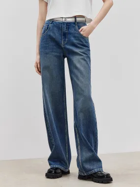 Reinforced Pockets Weekend Warrior Creative Look Modern High Waist Straight Cotton Jeans