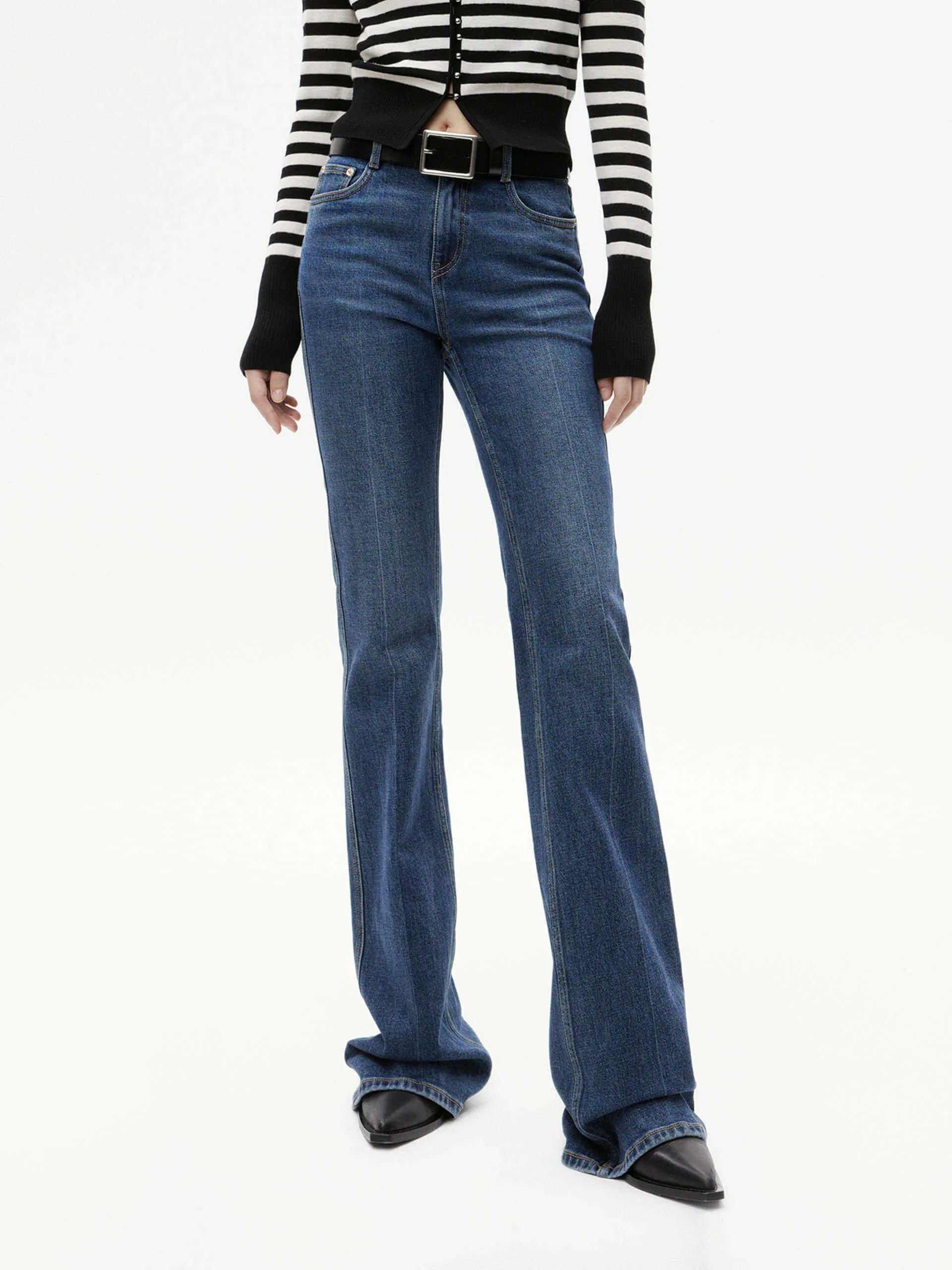 High Waisted Flared Jeans Breathable Brunch Outfit Comfy Home Comfort Weekend Getaway