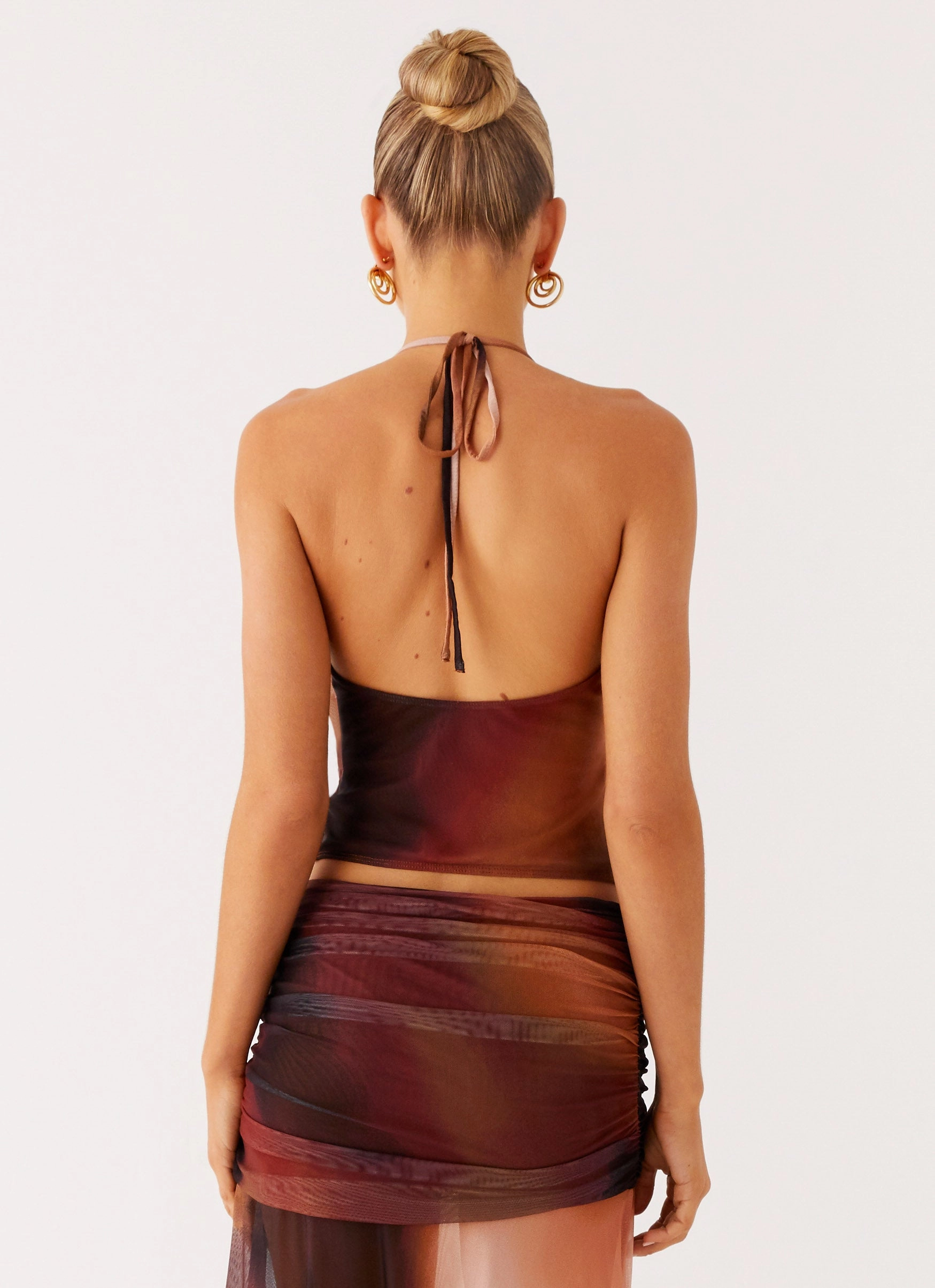 above ground Reinforced Shoulders Stargazer Mesh Cowl Top - Black Gradient