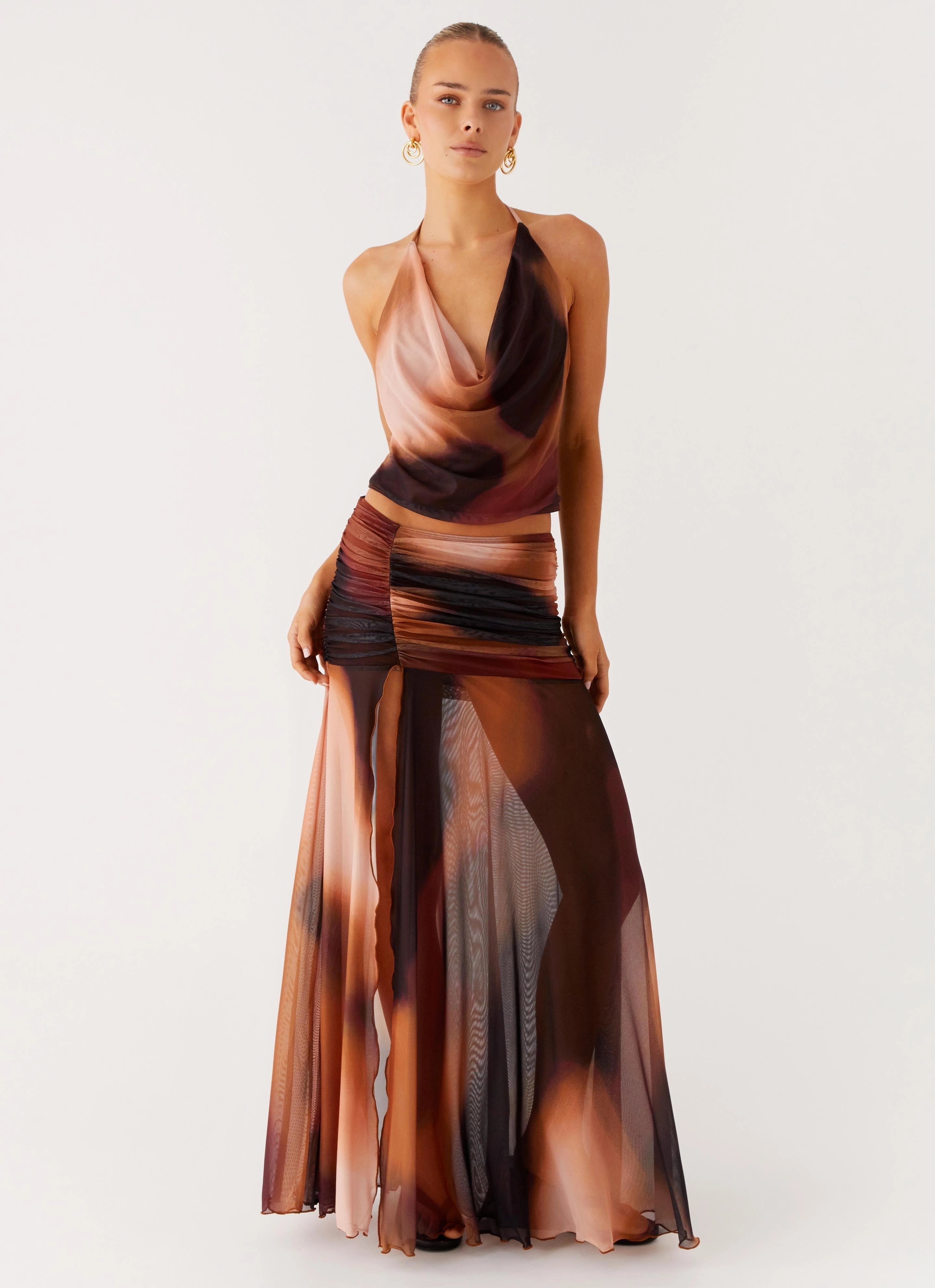 Stargazer Mesh Cowl Top - Black Gradient Strategic Perforations low - visibility