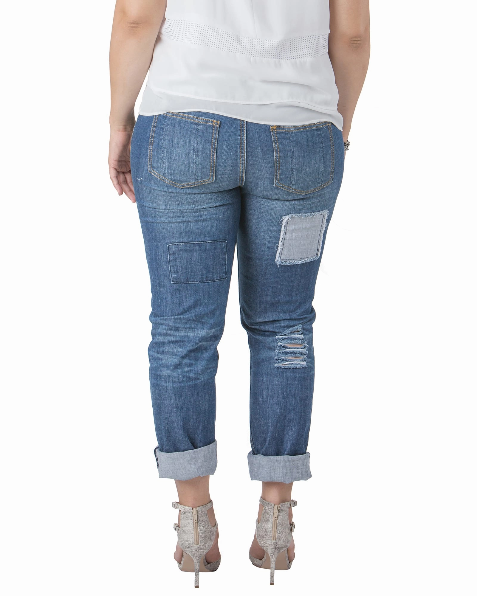Fit and Comfort Nora Distressed Patched Boyfriend Jean | 2812REPAIR