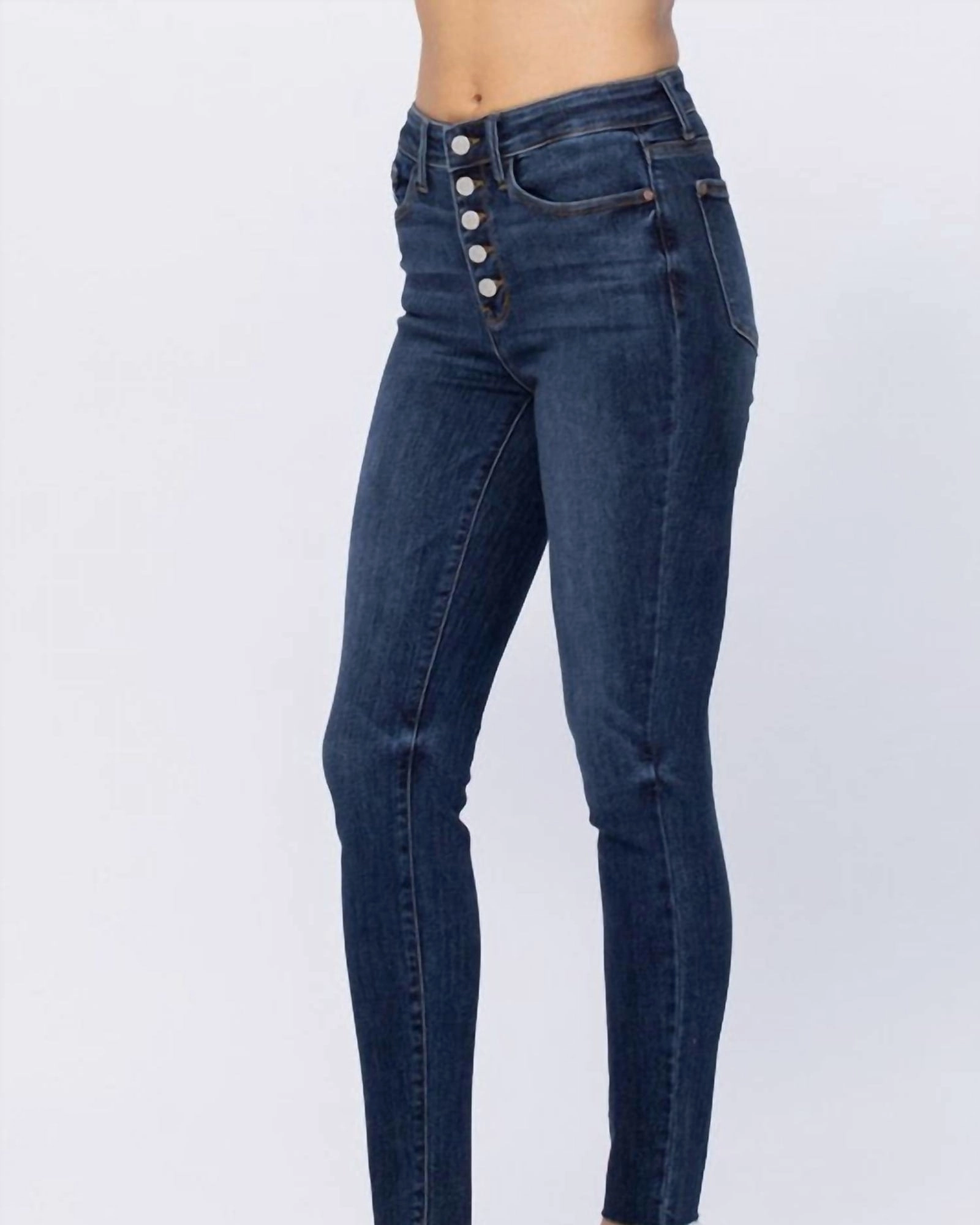 High Rise Button Fly Jeans In Dark Wash | Dark Wash Great Base