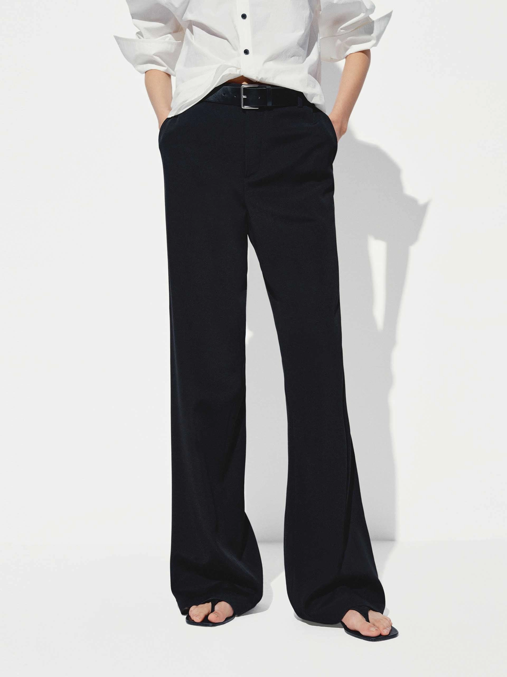 High Waist Flared Pants Relaxed Design Wear
