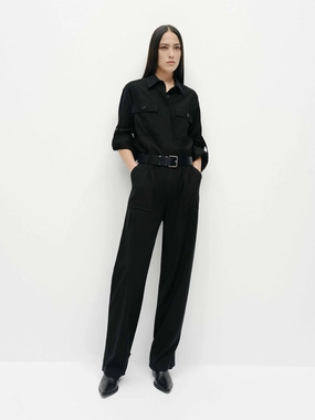 High Waist Shirt Style Jumpsuit Soft New Night Worker