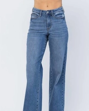 High Waist Trouser Jean Wide Leg in Blue | Blue No Fuss Fit Anywhere Fit
