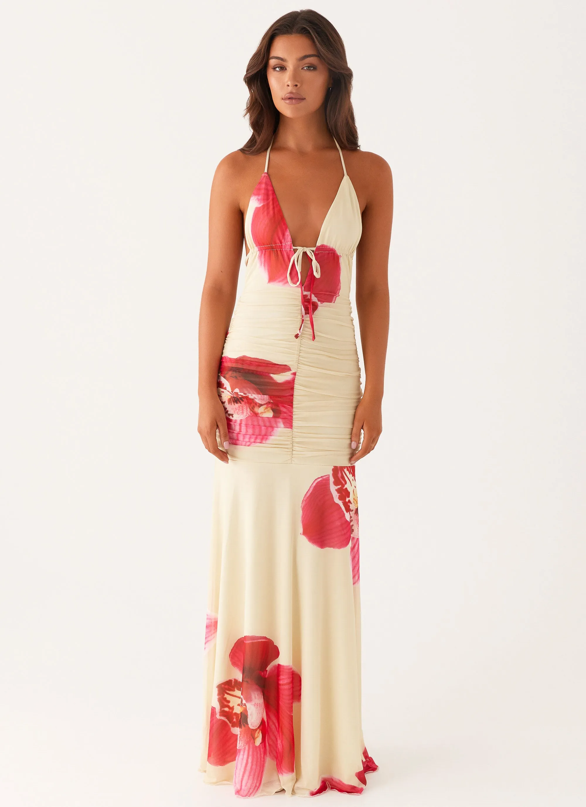 Chic Wear Boat-Neck Hollywood Maxi Dress - Orchid Yellow