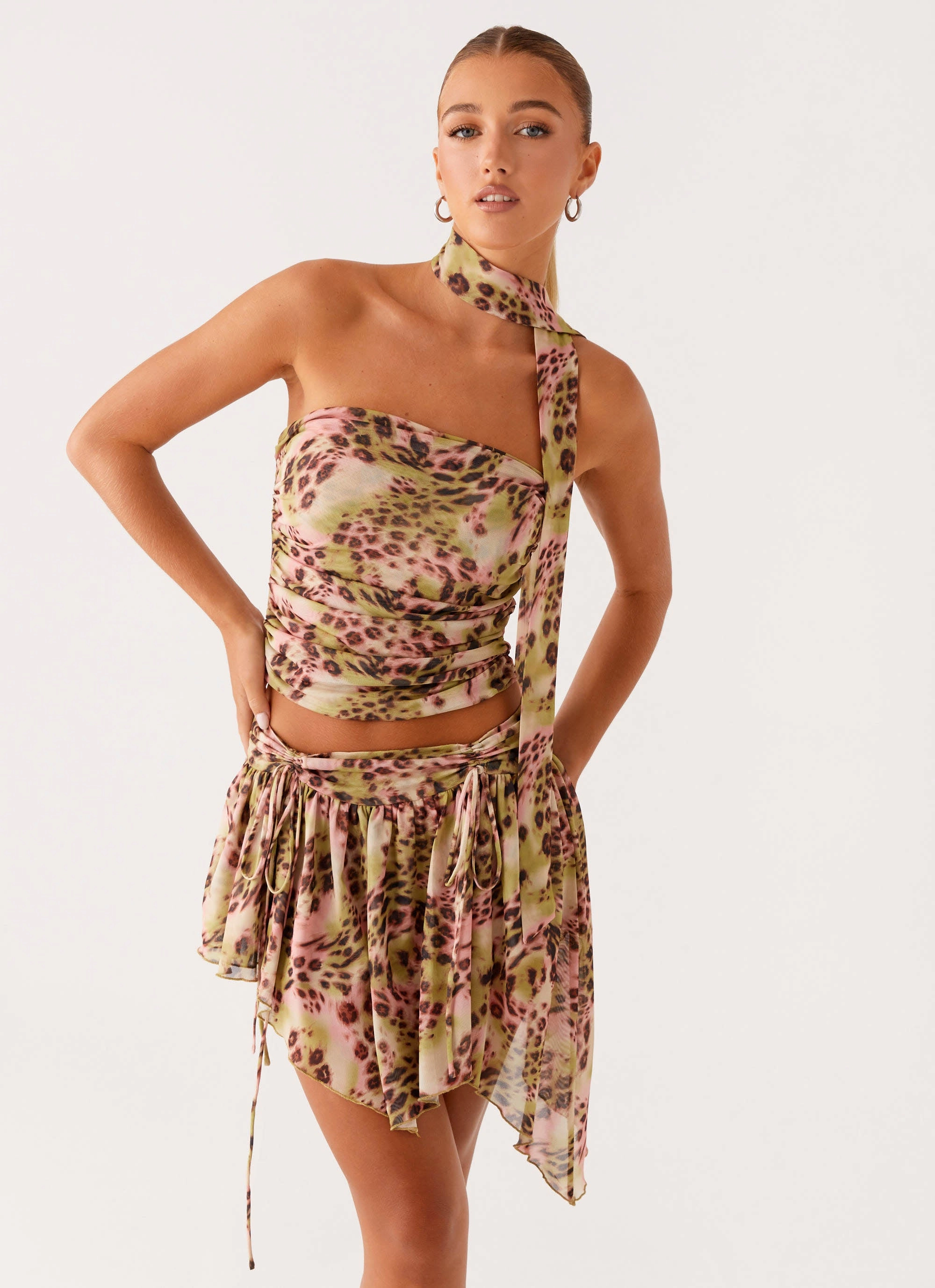 Light Mood Soft Outfit Hot Like Me Mini Skirt - Swirl Leopard