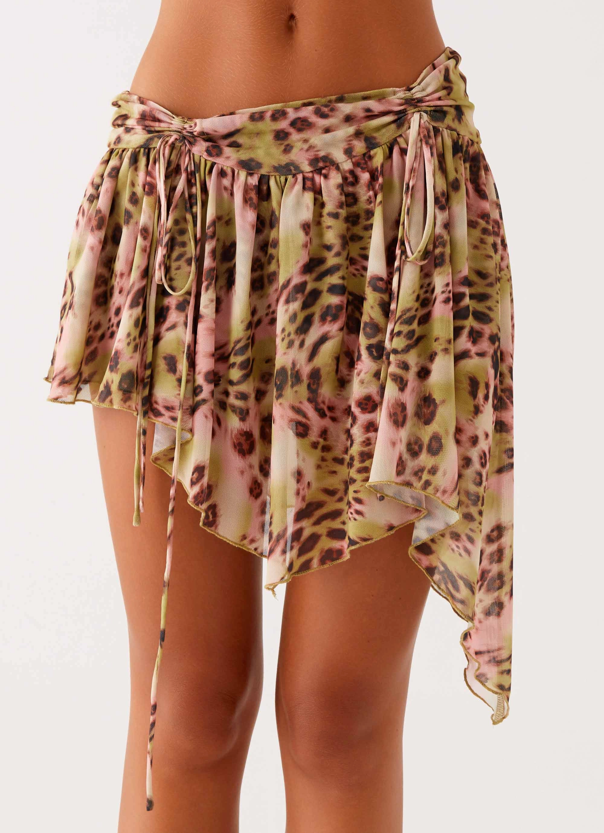 Hot Like Me Mini Skirt - Swirl Leopard A Line Silhouette Floor Length