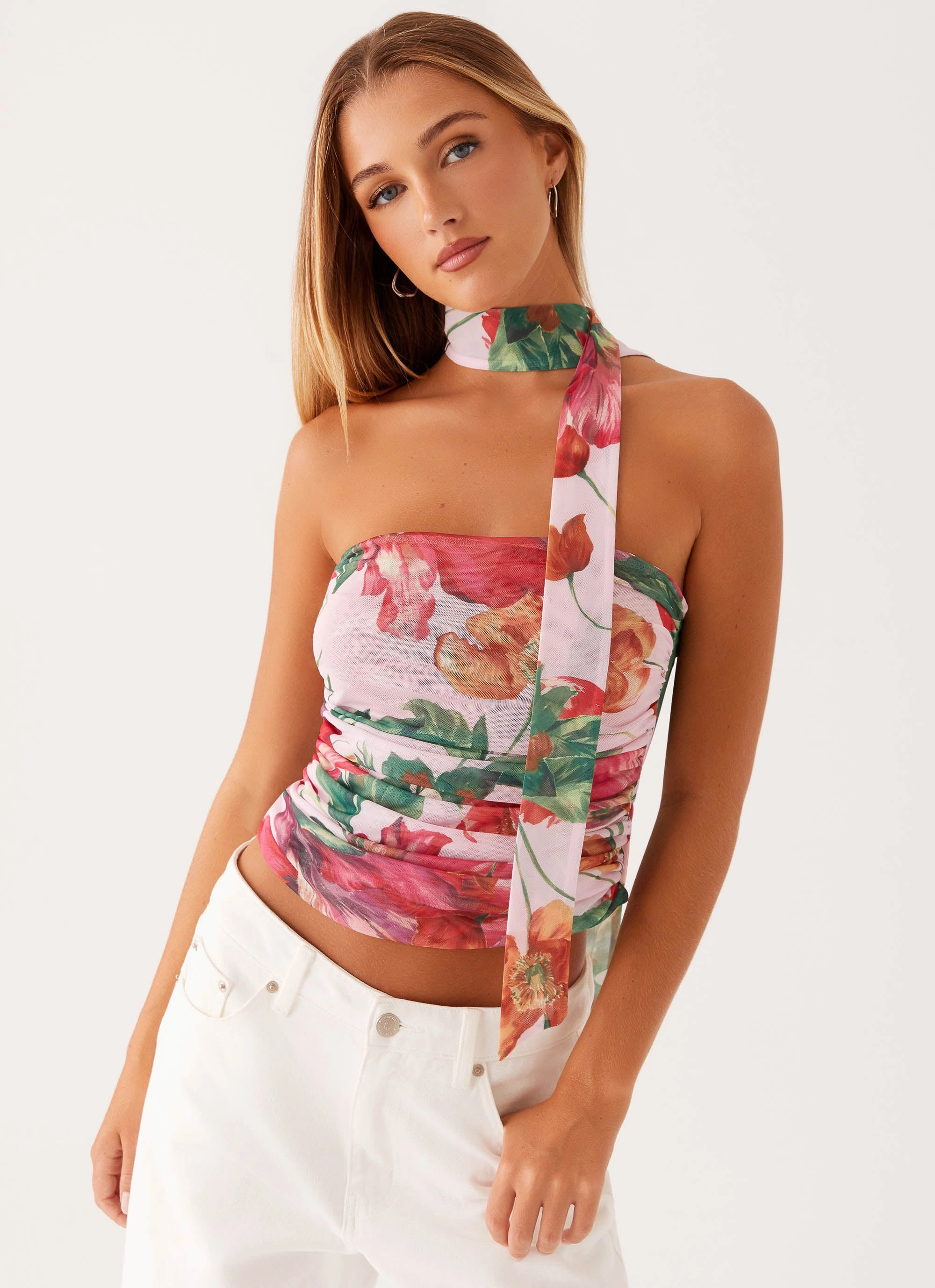 Hot Like Me Scarf Top - Pink Floral safety enhancement