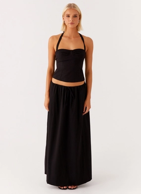 Lightweight Fabric Relaxed Feel Cheryl Maxi Skirt - Black