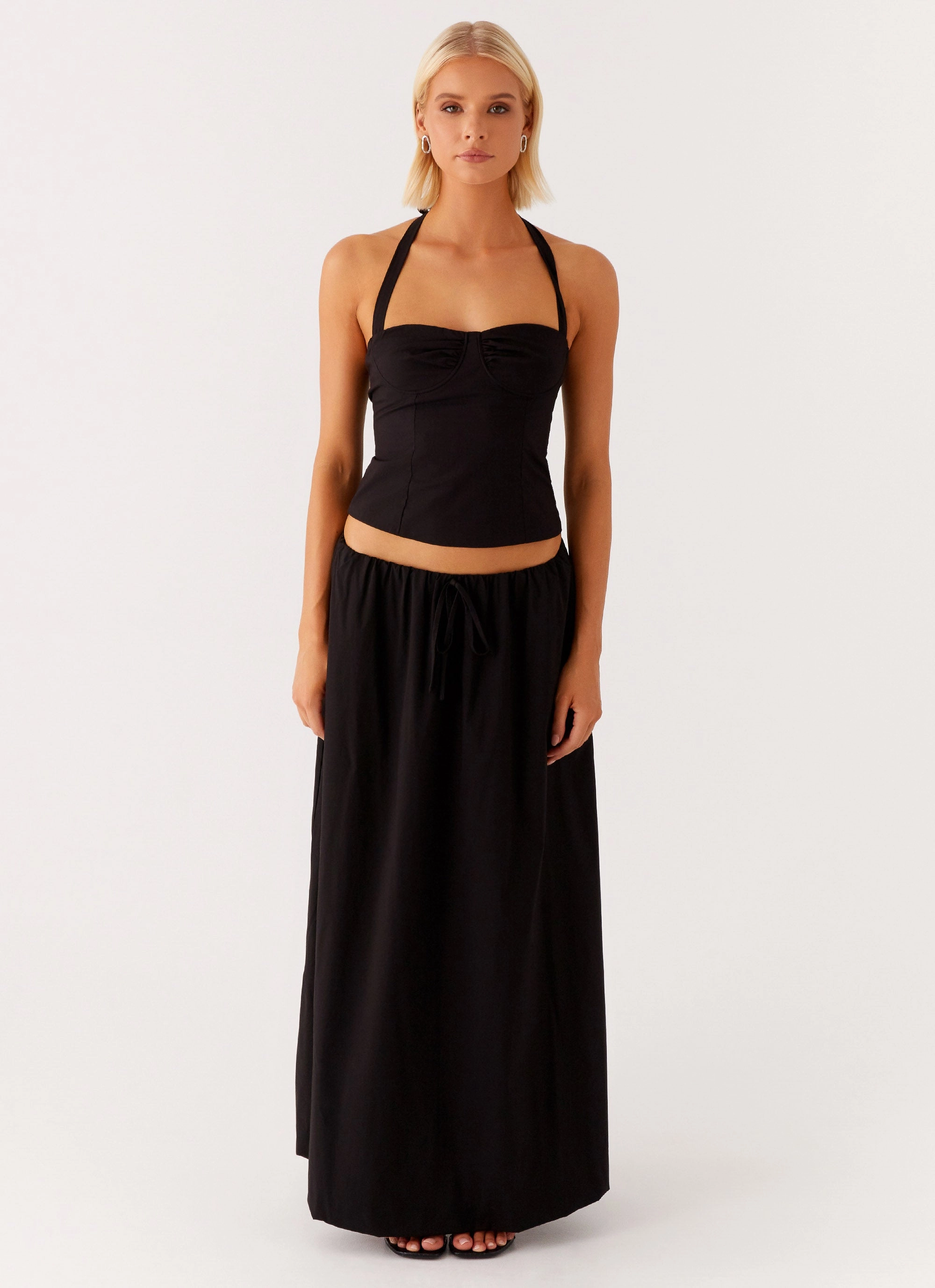 Lightweight Fabric Relaxed Feel Cheryl Maxi Skirt - Black