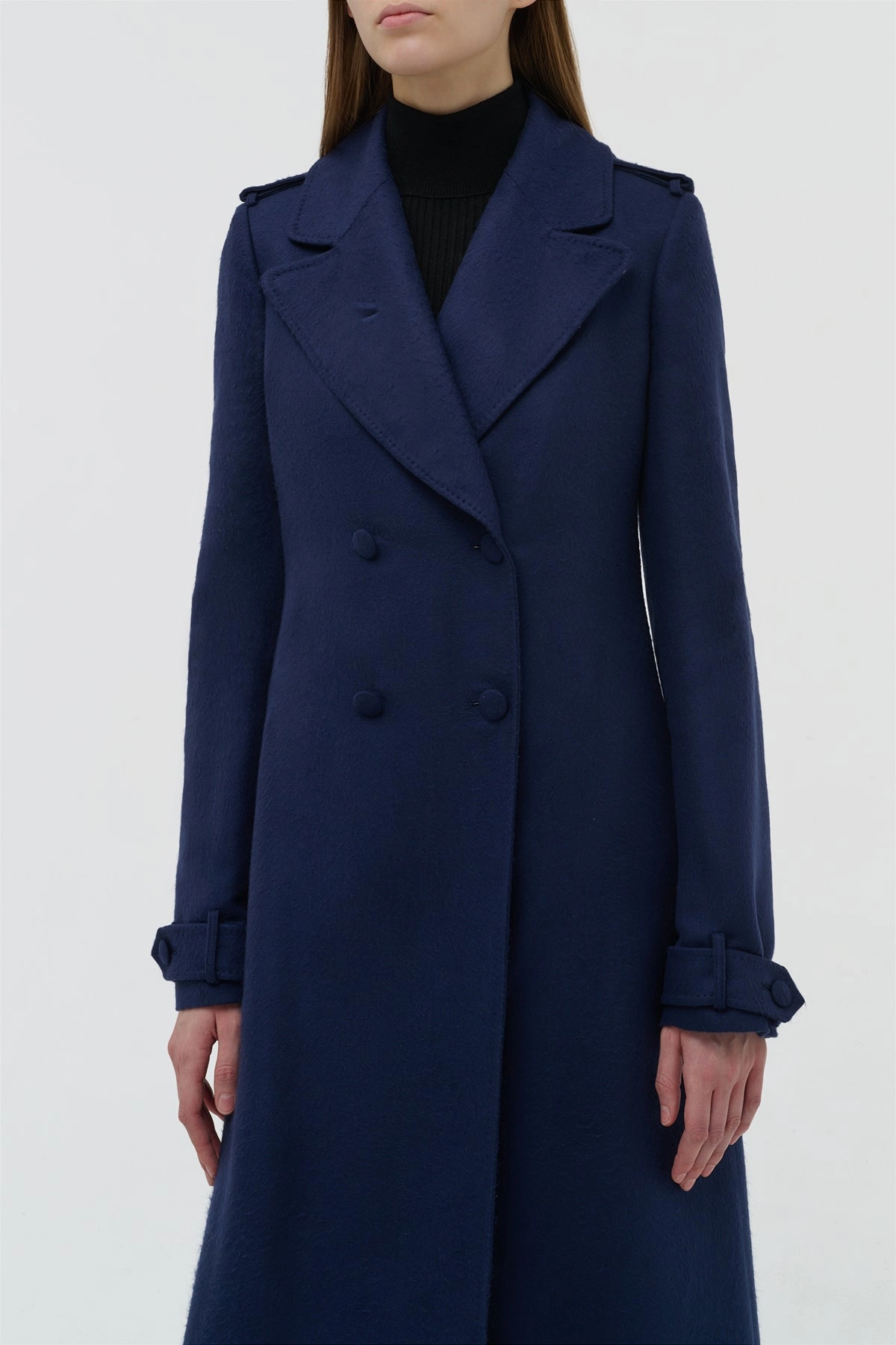 Hidden Pocket System Houstt Trench Coat in Navy Winter Silk