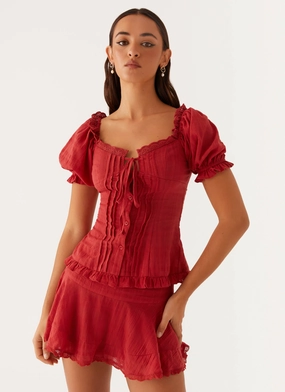 Exclusive Drop Chill Tones Hundred Percent Mini Skirt - Red