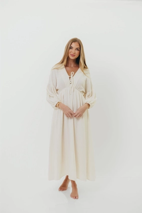 Timeless Soft Hunter 100% Cotton Gauze Midi Dress in Soy - Bump Friendly *9/22 PRE-ORDER*