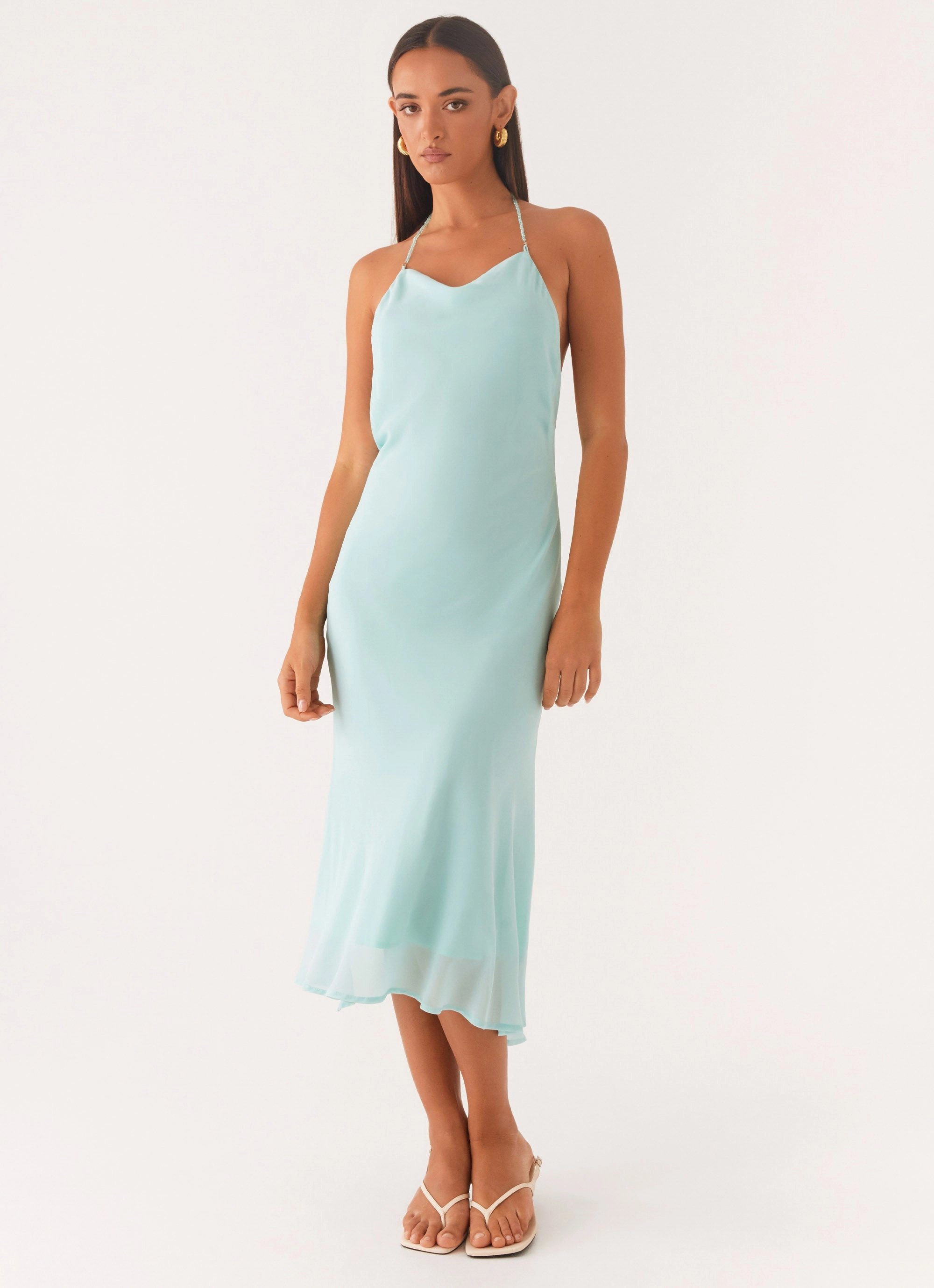 Chilly Comfort Wear Deep Dive Midi Dress - Pale Blue