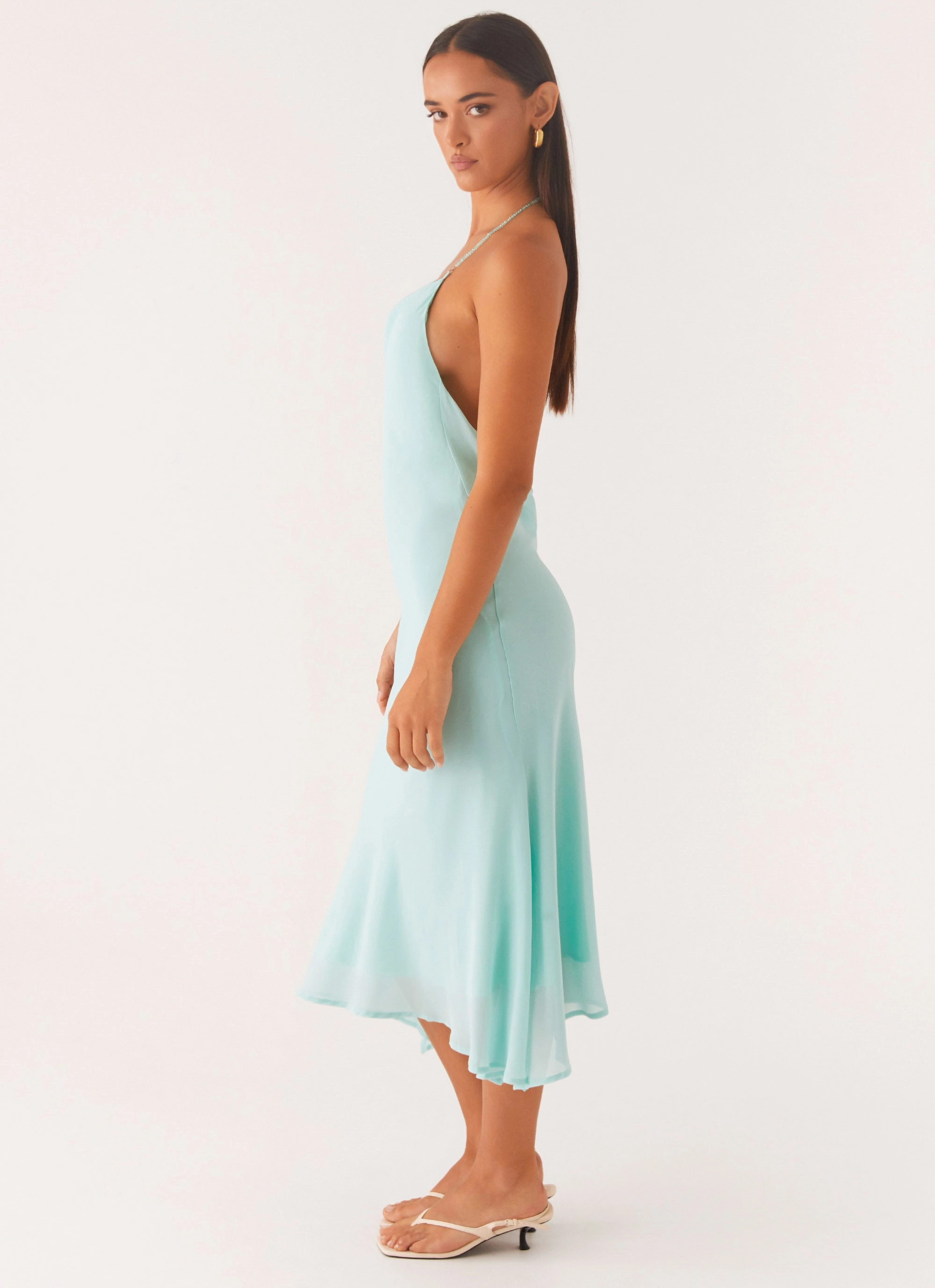 Deep Dive Midi Dress - Pale Blue Runway-Ready Minimal Cut