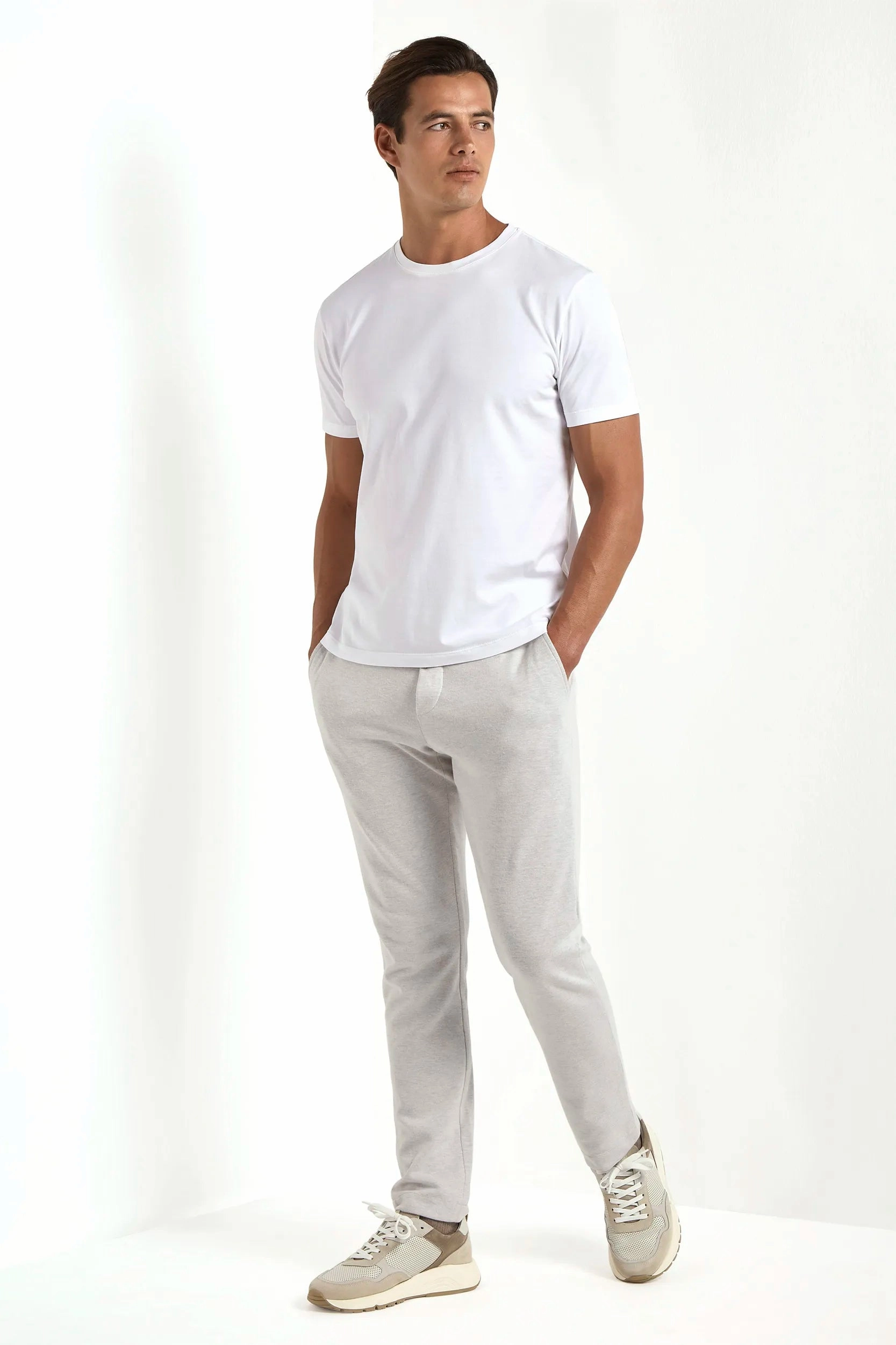 DoubleLayered Hem Technology White jersey t-shirt - Made in Italy