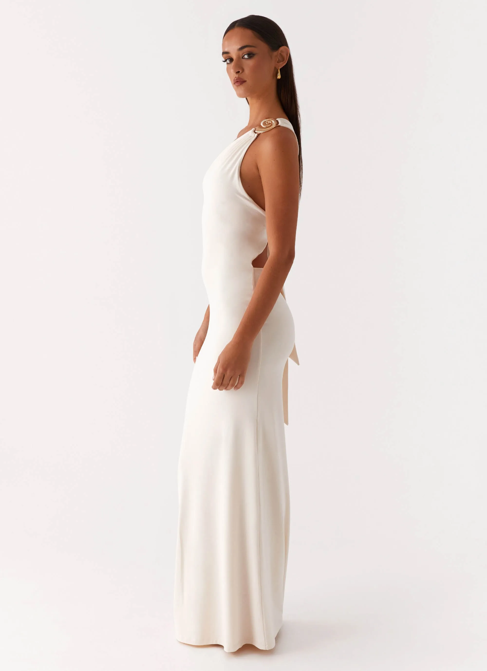 Form Fitting Elegant Style Infinity Maxi Dress - Ivory