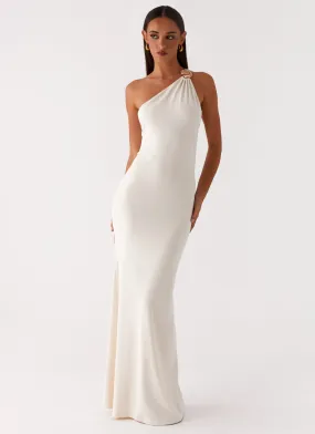 Fitted waist Lightweight-Layer Infinity Maxi Dress - Ivory