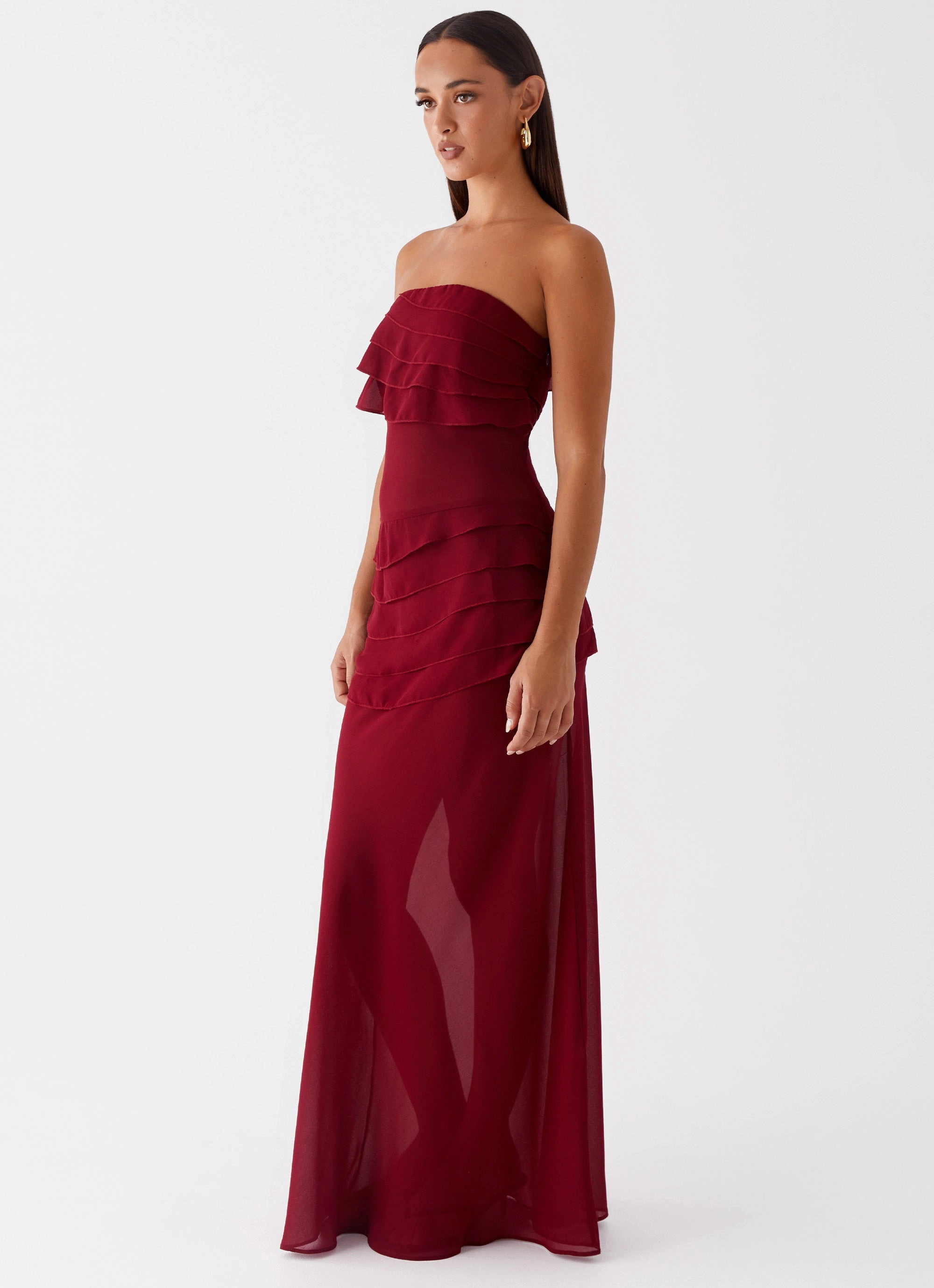 Into The Night Maxi Dress - Cherry Red Body Flow