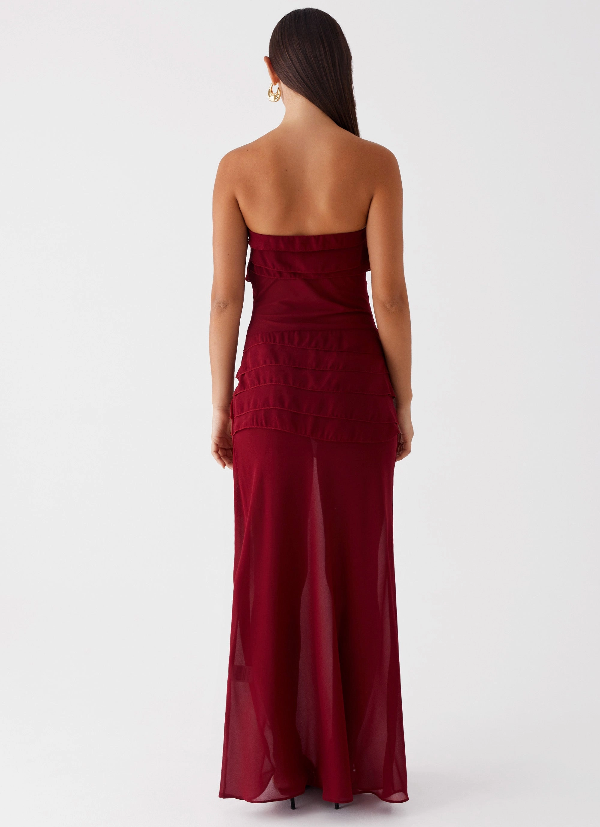 Into The Night Maxi Dress - Cherry Red Comfortable Waist
