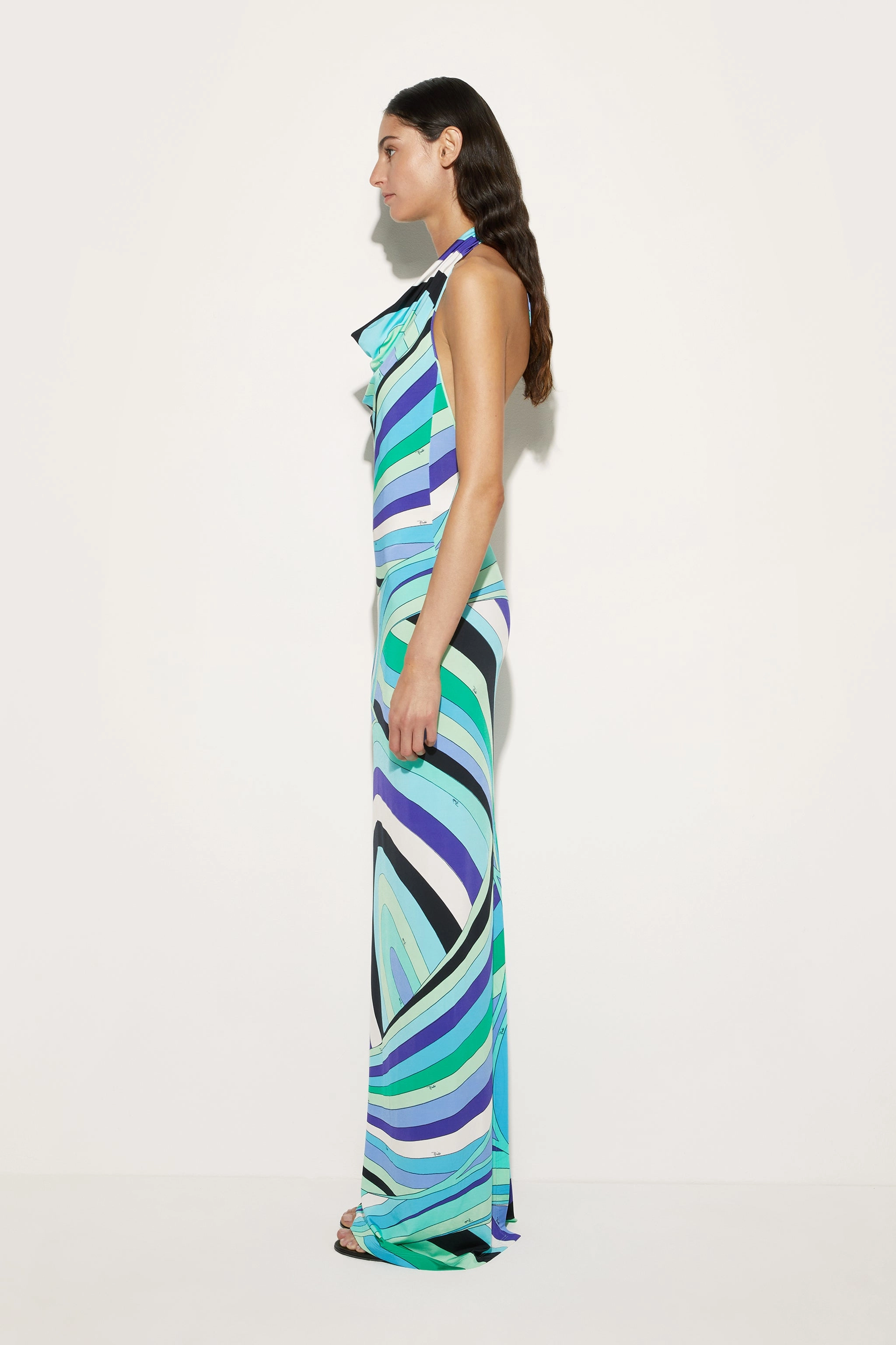 Chill Lines Bold Color Iride Print Long Dress