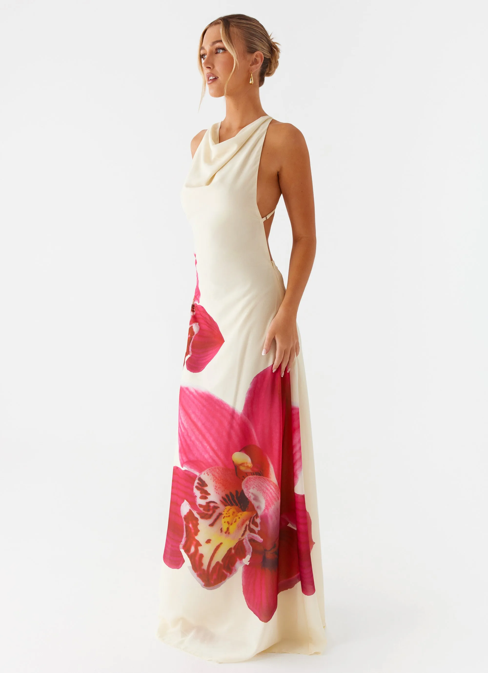 Draped Fabric Mermaid-Hem Island Girl Maxi Dress - Yellow