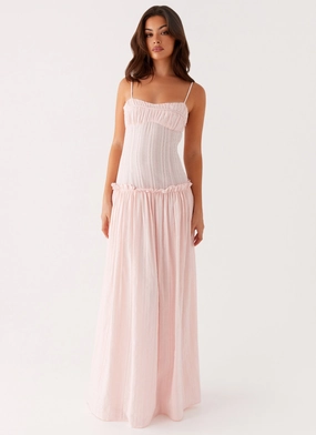 Jacinda Drop Waist Maxi Dress - Pink Chic Vibe Farm Air