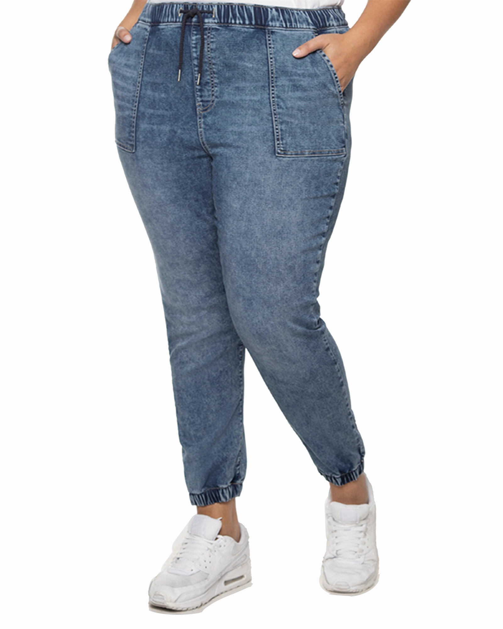 Jackie High Waisted Denim Jogger | Light Wash Practical Comfort