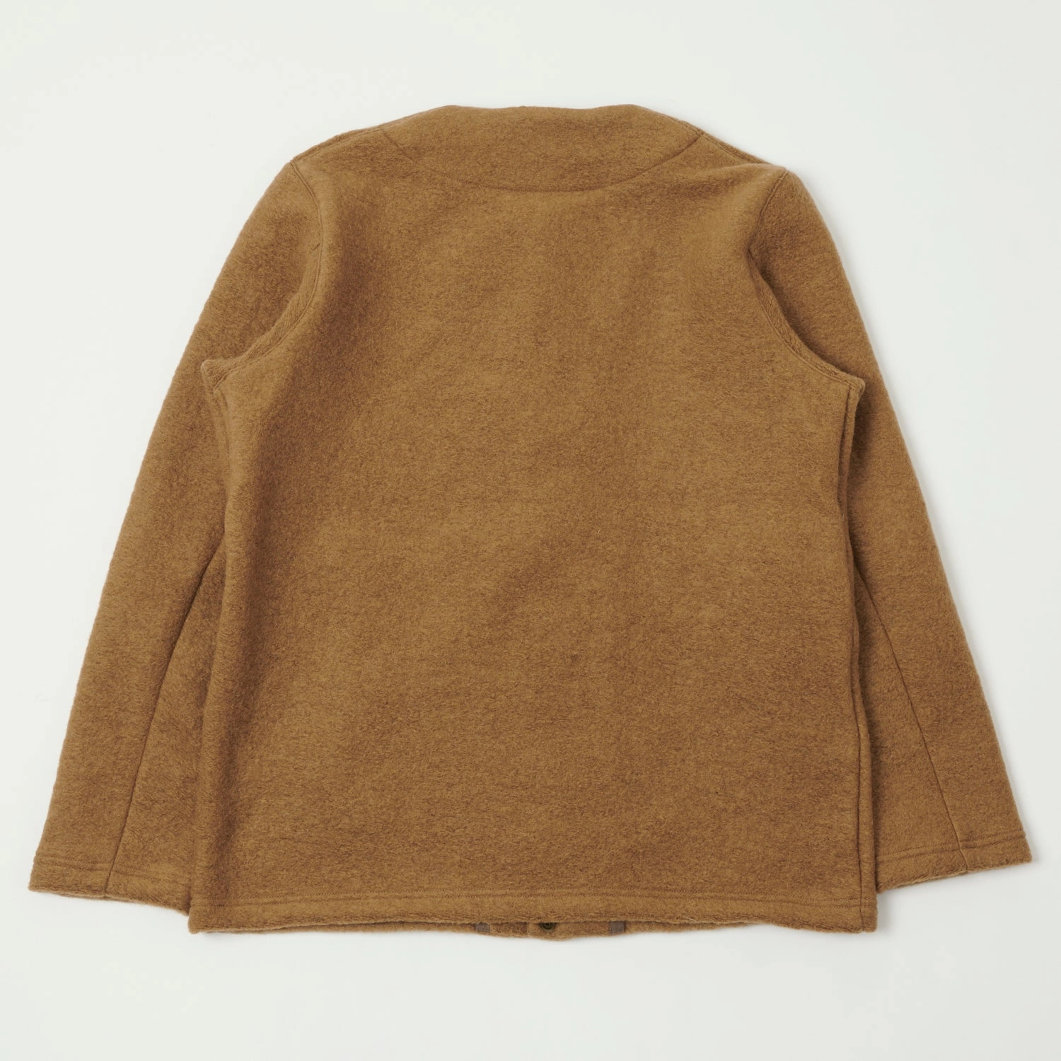 Garment Dye Process Jackman Wool Collarless Cardigan - Camel