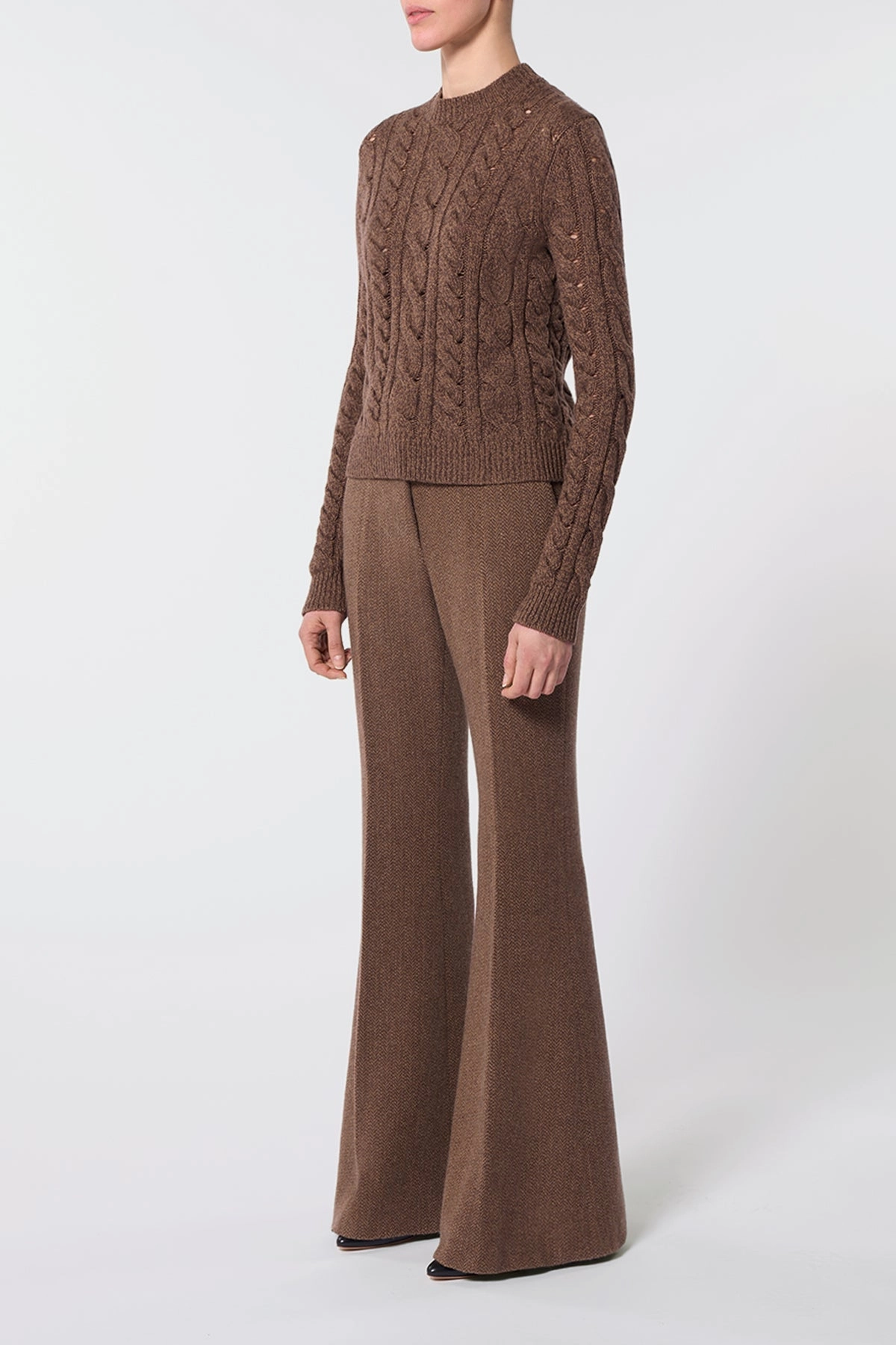 GarmentSpecific Storage Solutions Anthea Knit Sweater in Chocolate Multi Cashmere