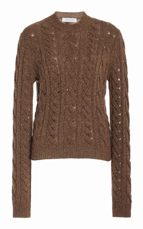 Anthea Knit Sweater in Chocolate Multi Cashmere Flexible Layer Surface Pilling Resistant