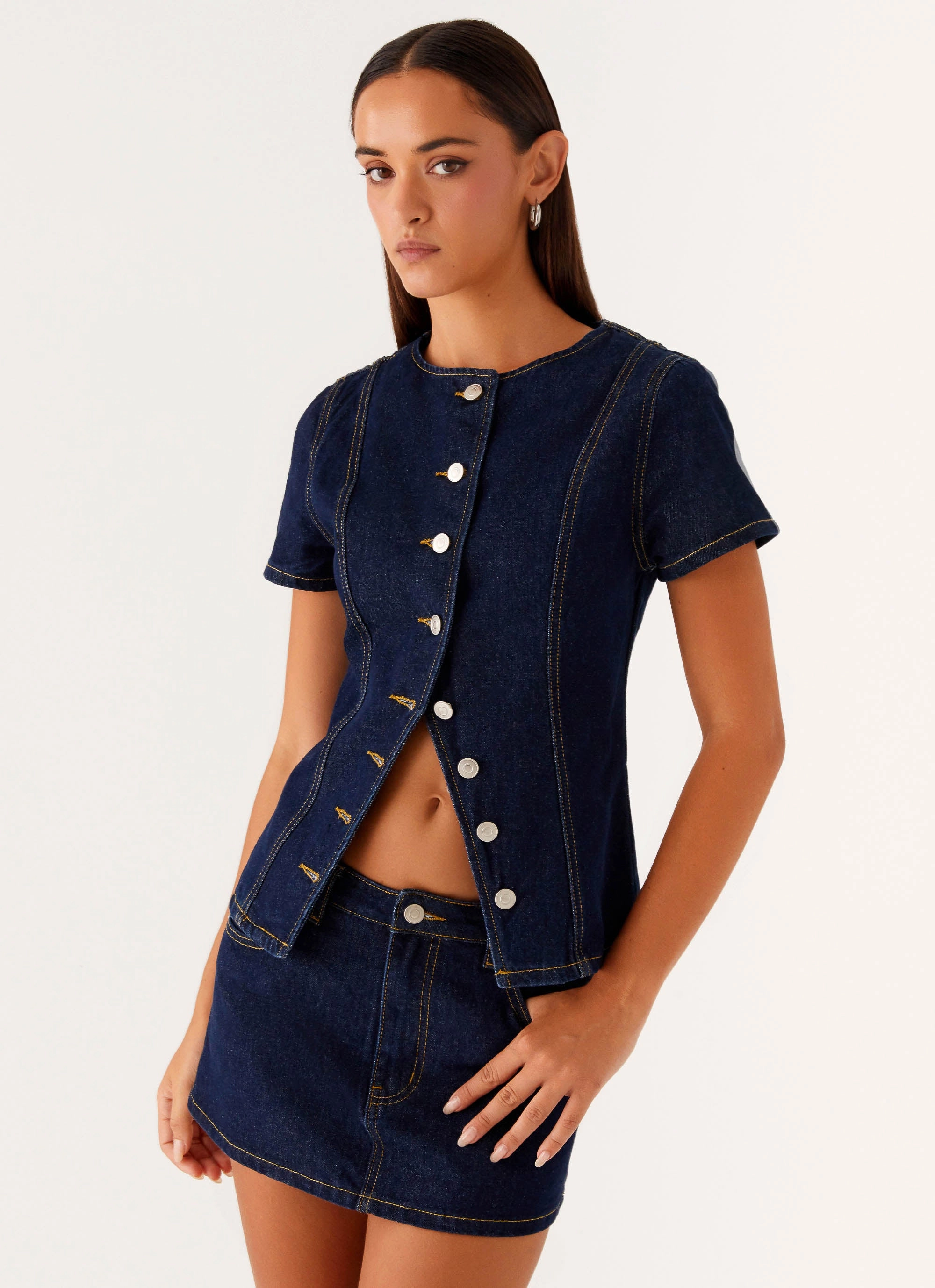 Jagger Top - Indigo decorative