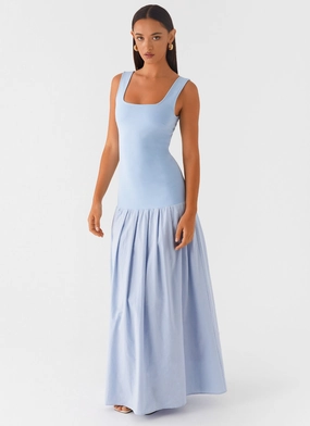 Glossy Detail Jaxon Maxi Dress - Blue
