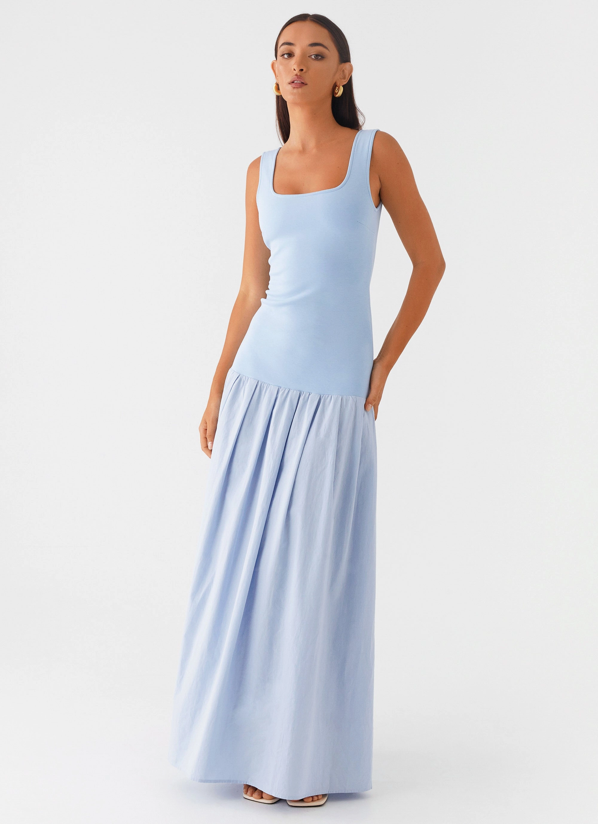 Satin-Edge Jaxon Maxi Dress - Blue